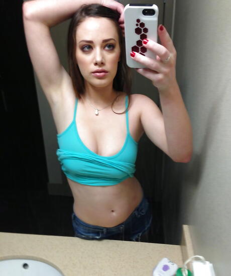 Sexy american youthful Natalie Moore showing big tits and jerking off 