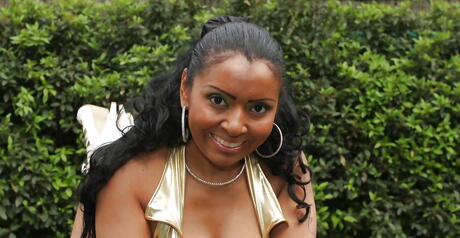 Enchanting brazilian babe Joyce Oliveira showing big knockers and spreading her legs in shower