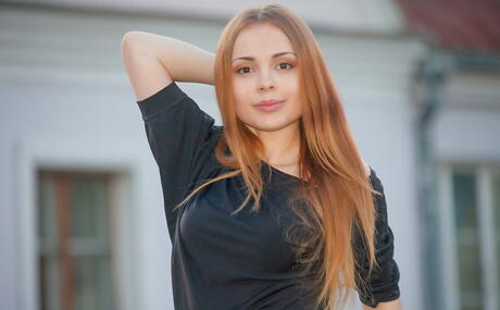 Rangy hungarian teen Winnie in nice skirt exhibits her butt and bald pussy in kitchen